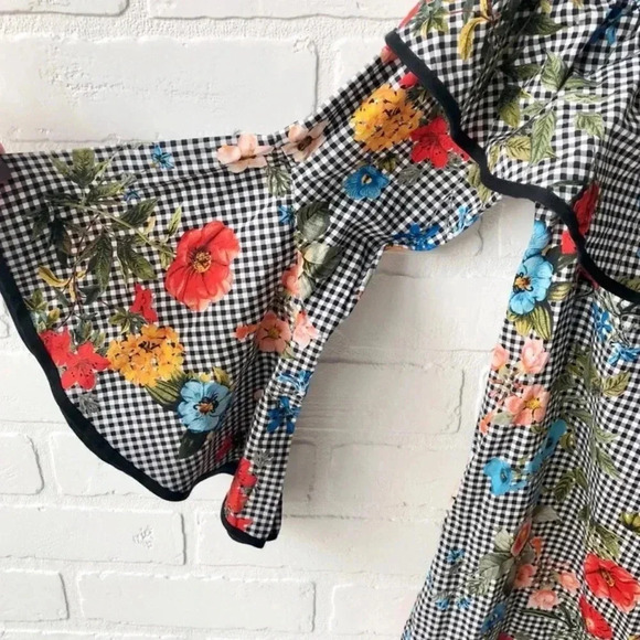 Zara Floral Gingham Off Shoulder Dress XS - Picture 4 of 6